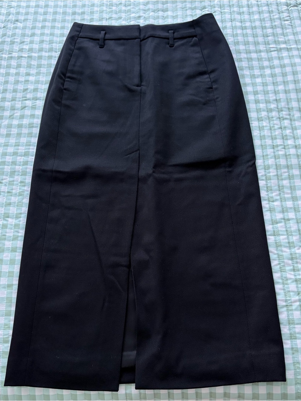 & Other Stories Black Midi Pencil Skirt with Front Slit size 4 (same as size S)